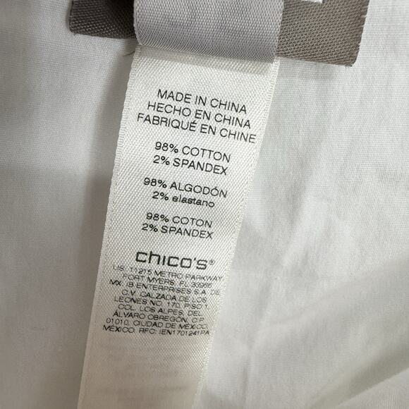 Chicos 2.5 Cargo Crop Pants size Large/14 White Stretch Cotton Resort - Picture 10 of 12